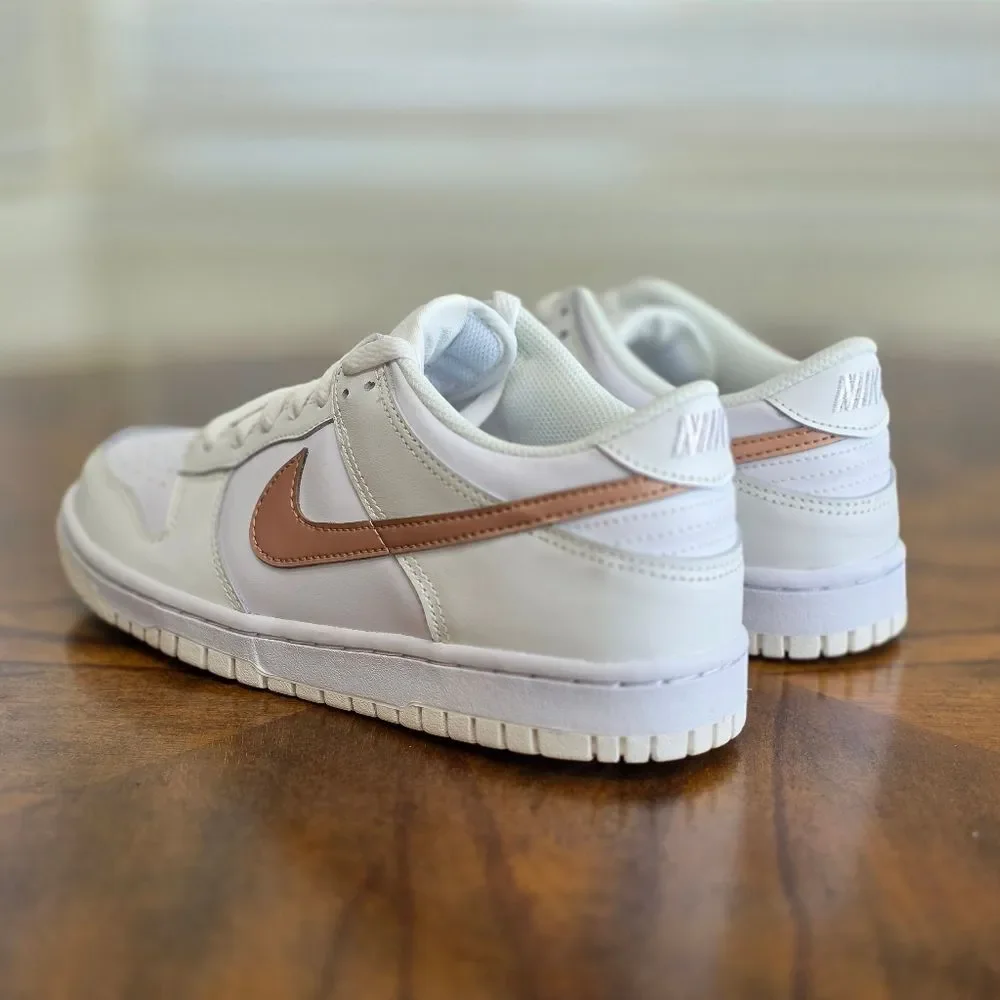Nike Dunk Low White Pink Metallic Bronze Women's Shoe's Size 8.5 New DH9765-100